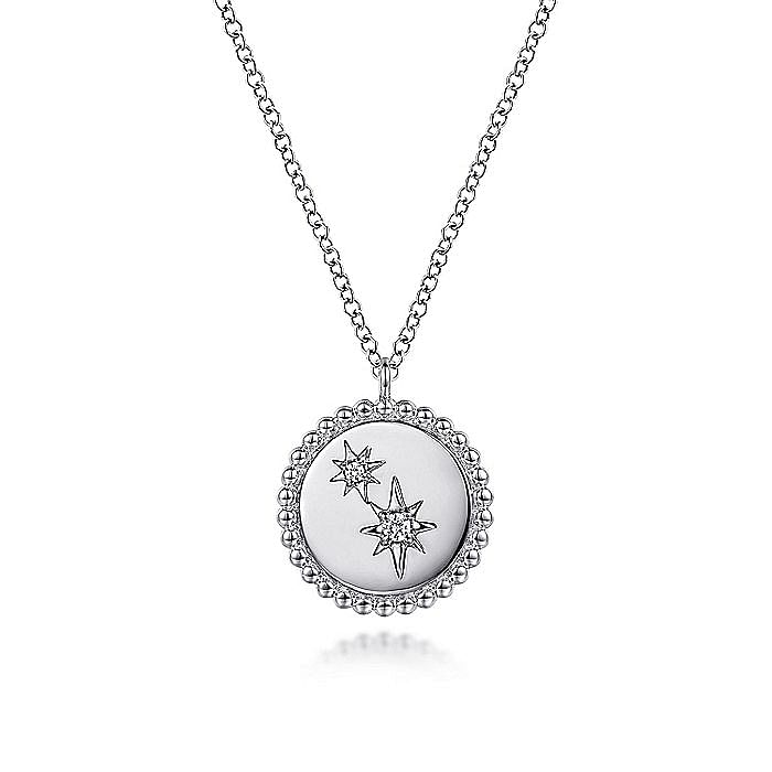 Gabriel & Co Sterling Silver Diamond Star Pendant Necklace
