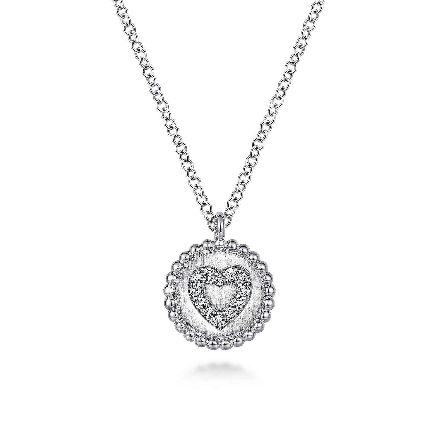 Gabriel & Co Sterling Silver Diamond Heart Pendant Necklace