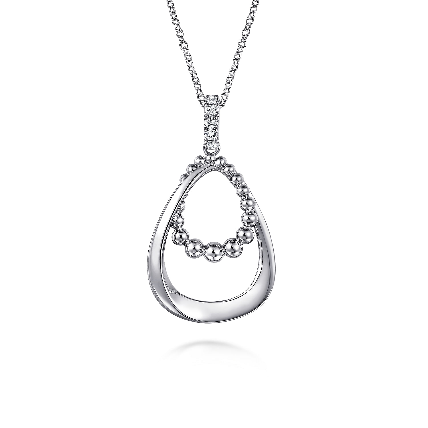 Gabriel & Co. Sterling Silver White Sapphire Pendant Drop Necklace