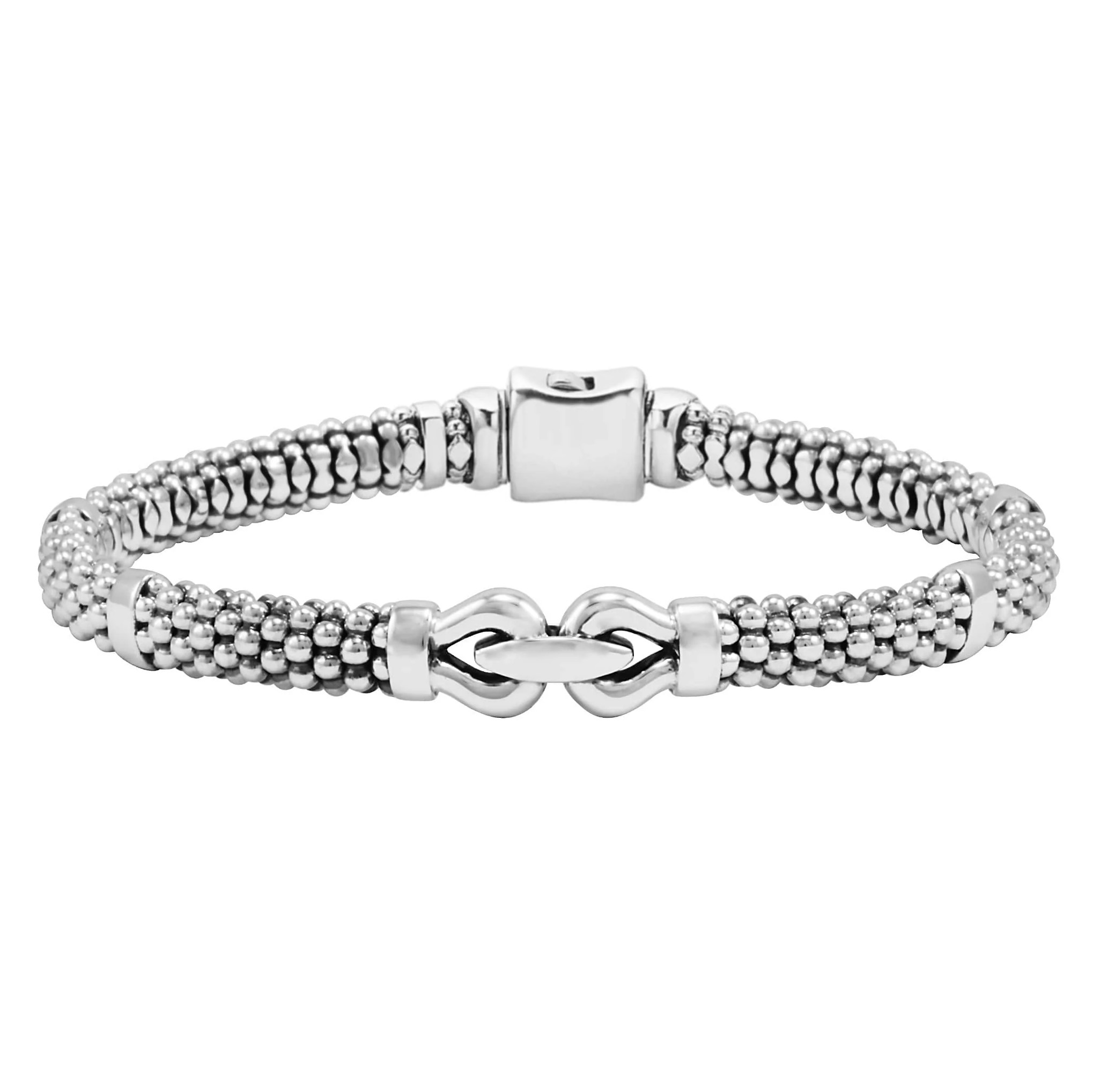 Lagos Sterling Silver Derby 6mm Silver Caviar Buckle Bracelet