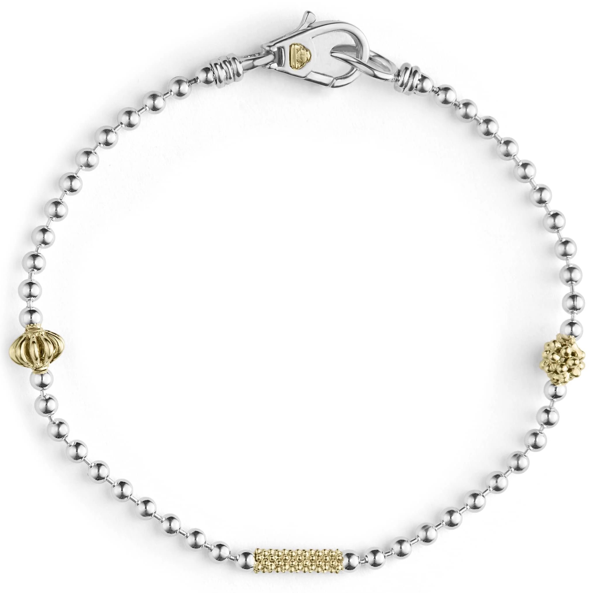 Lagos S/S & 18K Yellow Gold Caviar Icon 2.5MM Ball Chain Strand Bracelet
