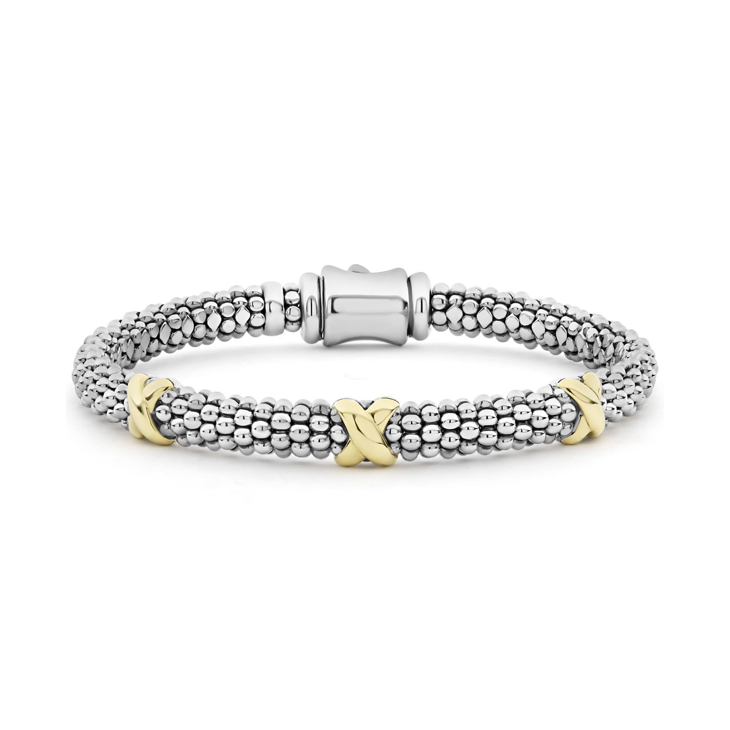 Lagos Sterling Silver and 18K Yellow Gold Triple X Bracelet
