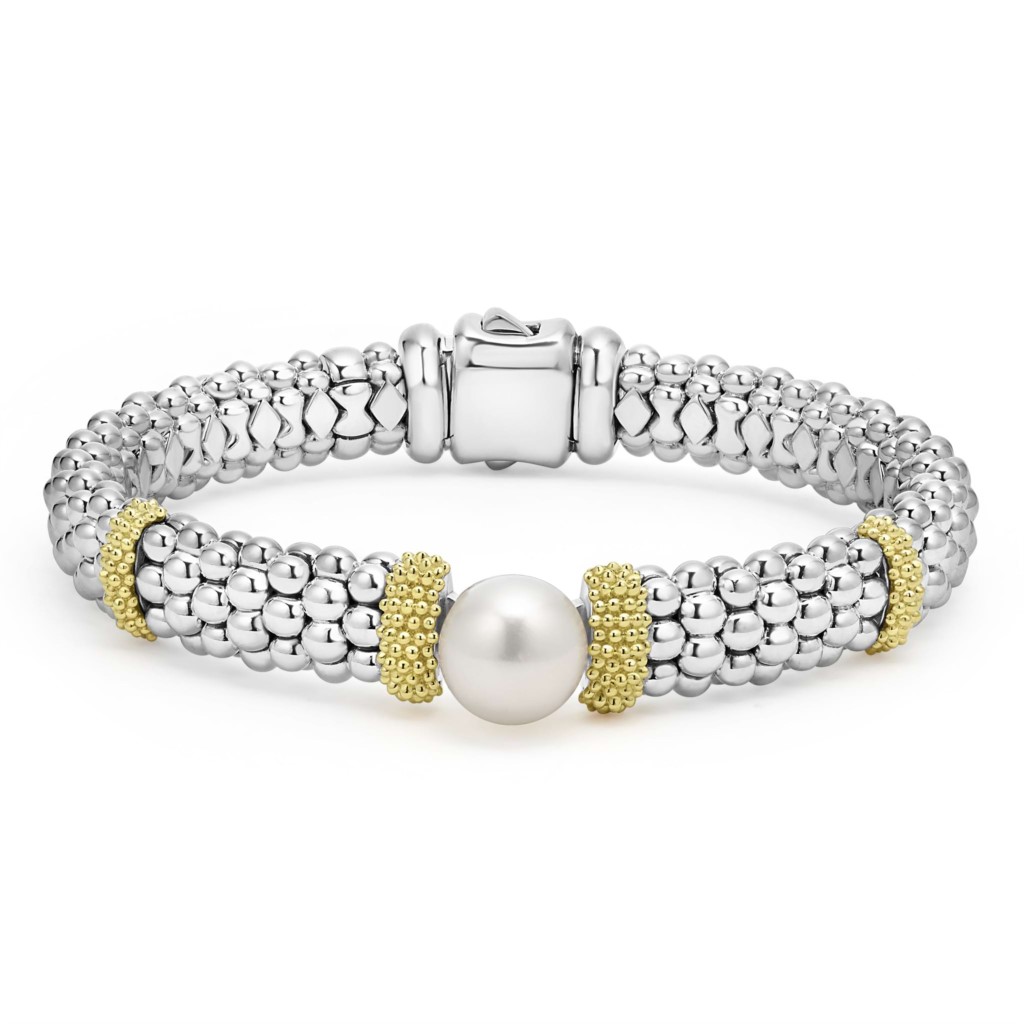 Lagos Sterling Silver and 18K Yellow Gold Pearl Caviar Bracelet