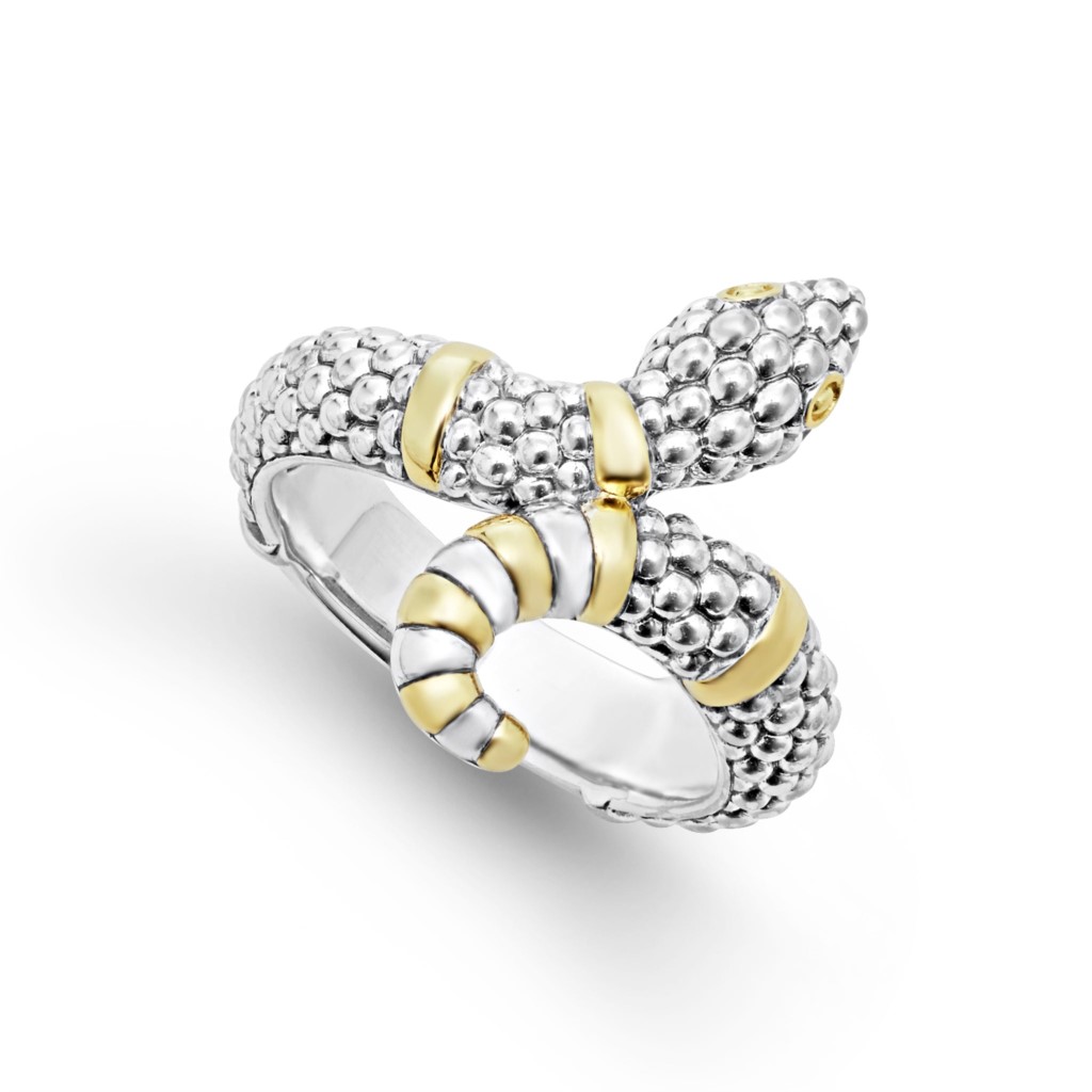Lagos Sterling Silver and 18K Yellow Gold Snake Ring
