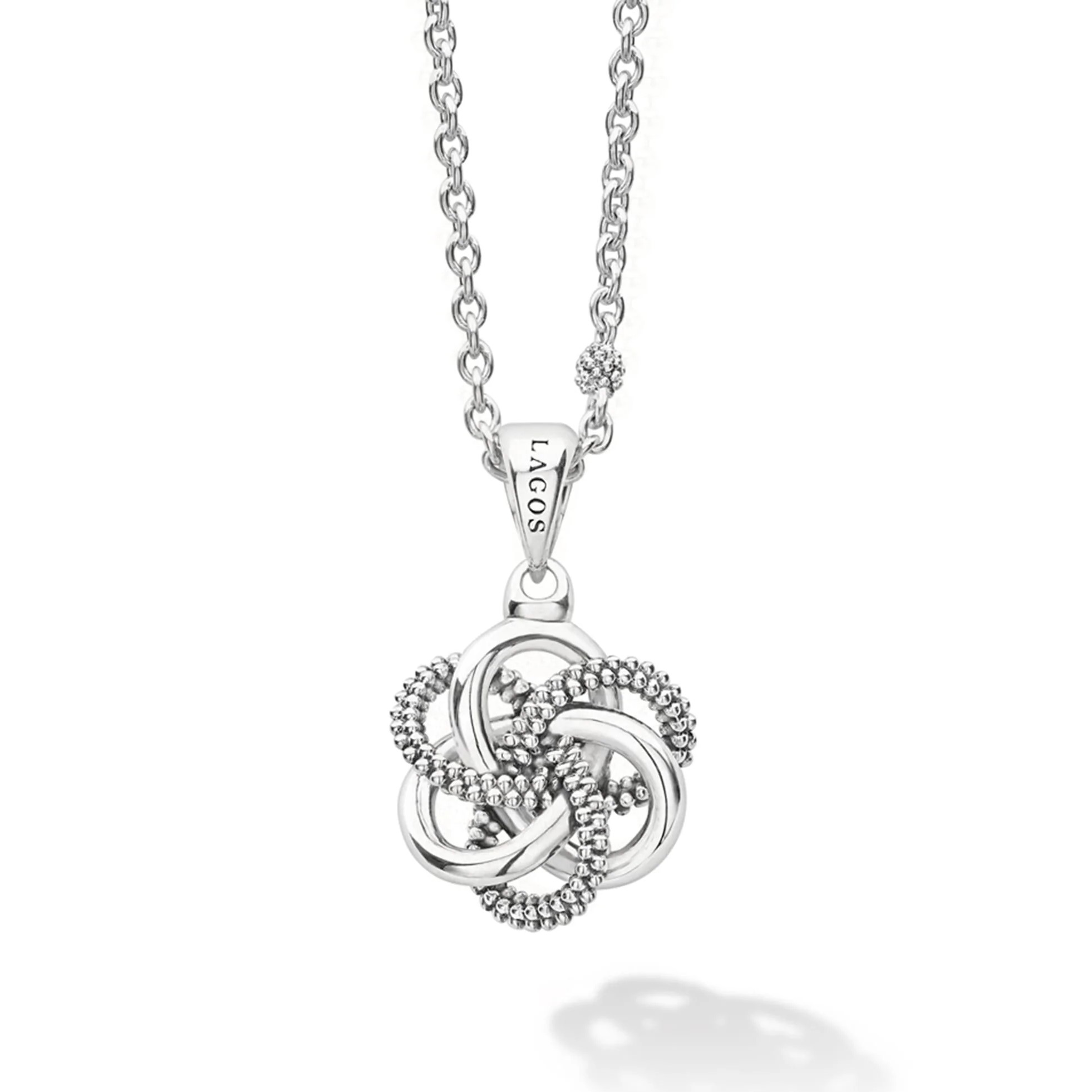 Lagos Sterling Silver Love Knot Small Sterling Silver 28x17mm Pendant Necklace