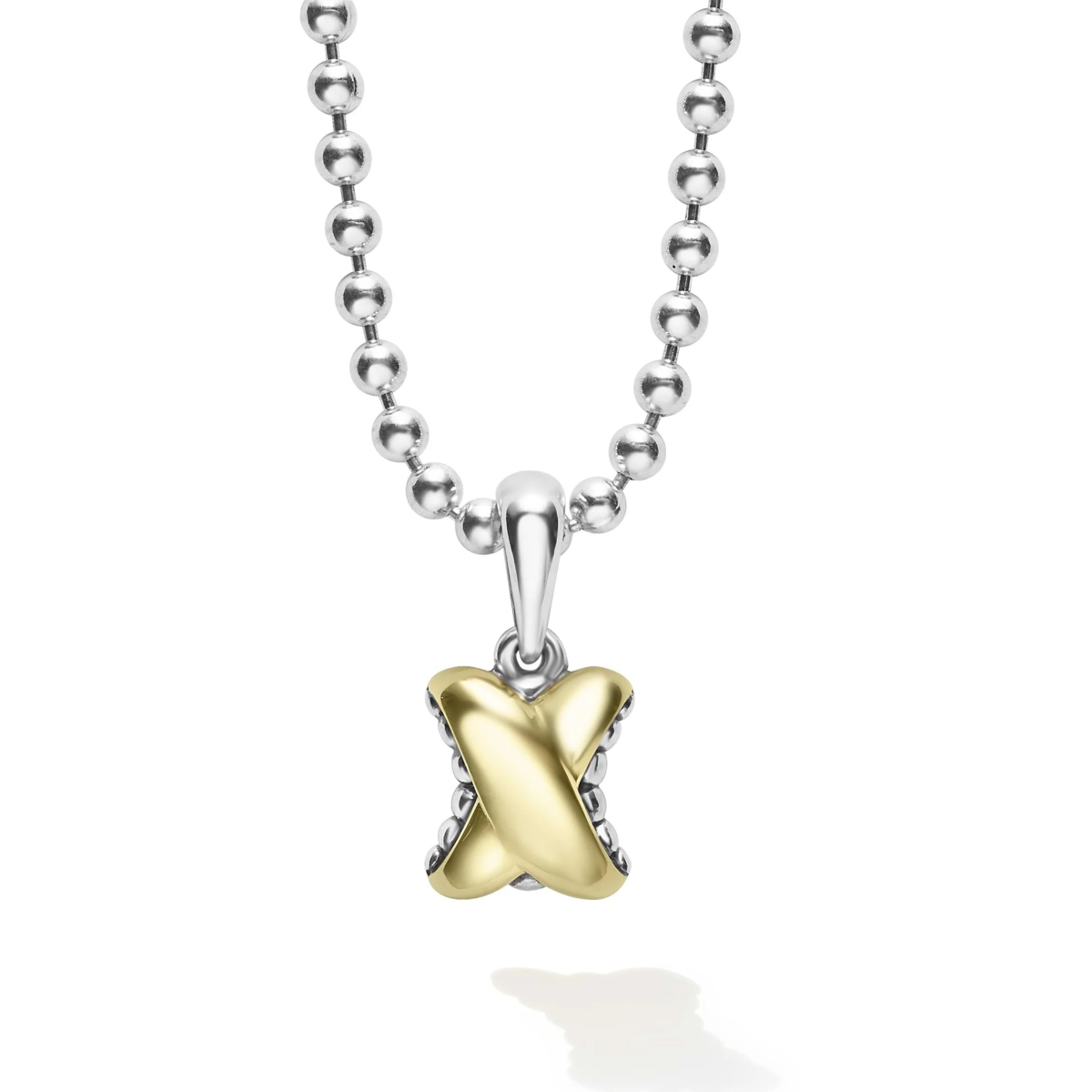 Lagos Sterling Silver and 18K Yellow Gold Embrace 19 x 9 X Pendant 16-18Inch Adjustable