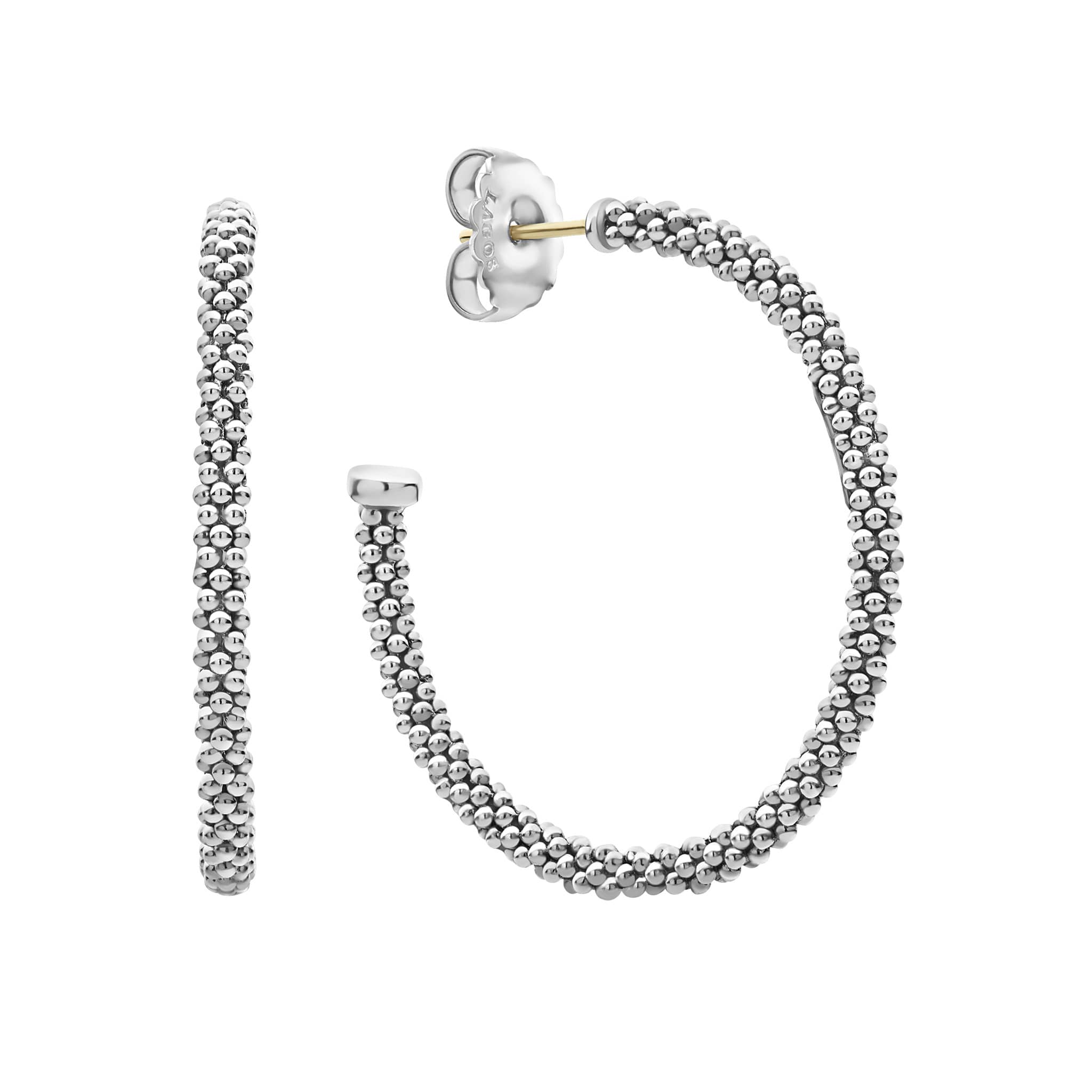 Lagos Sterling Silver Signature Caviar 35mm Hoop Earrings