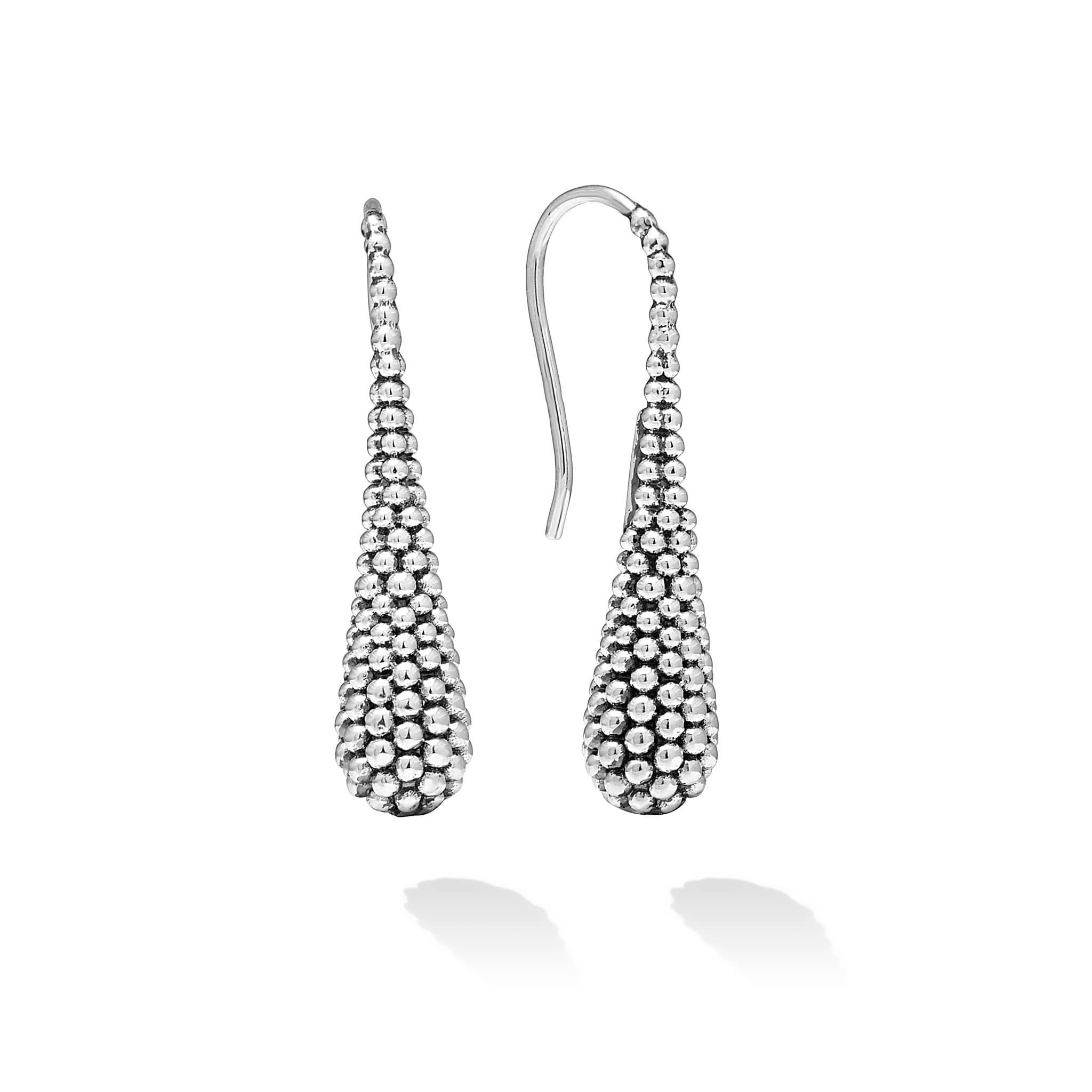 Lagos Sterling Silver Signature Caviar Beaded 34x7mm Drop Earrings