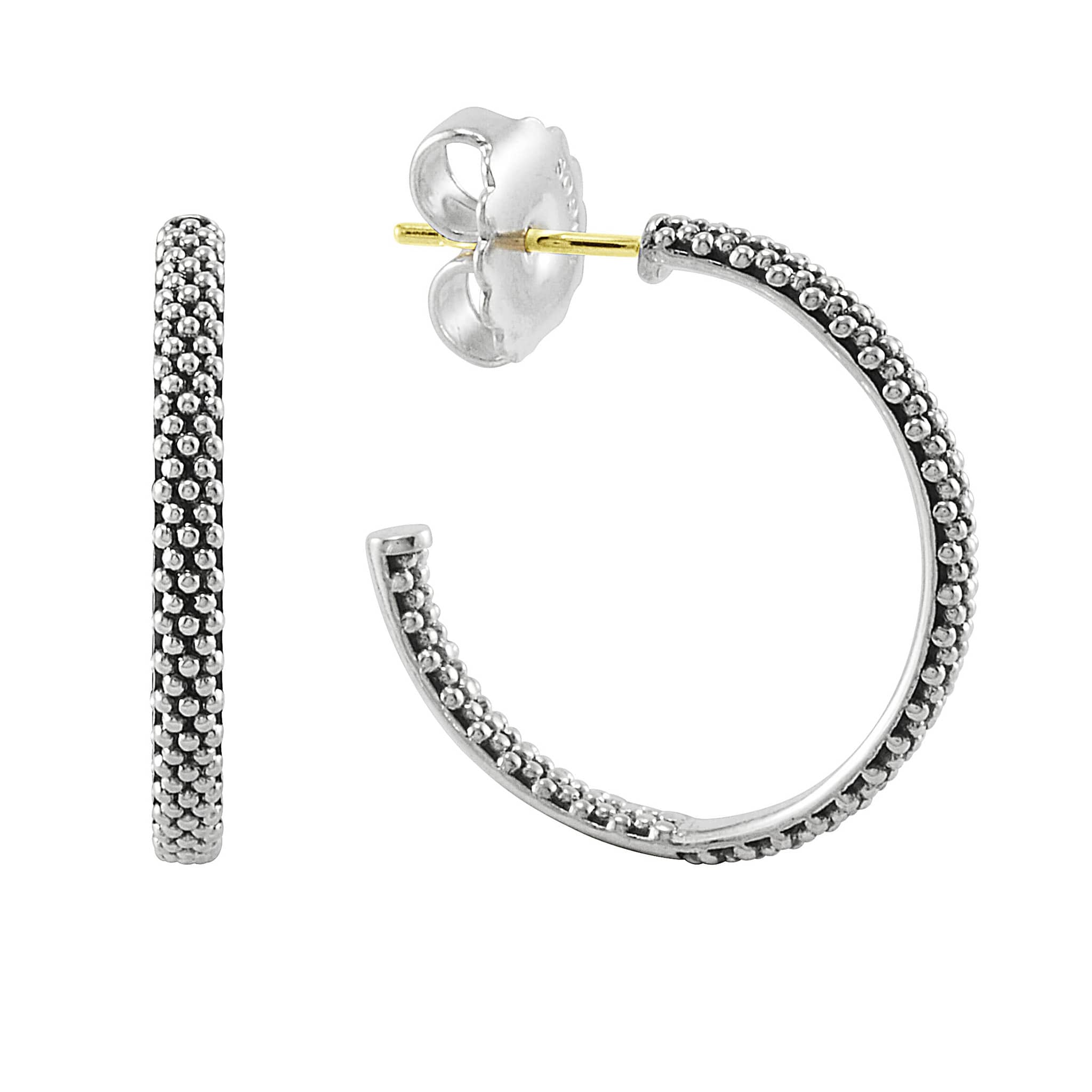 Lagos Sterling Silver Signature Caviar 25mm Hoop Earrings