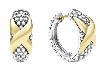 Lagos Sterling Silver and 18K Yellow Gold Embrace 16MM Center X Huggie