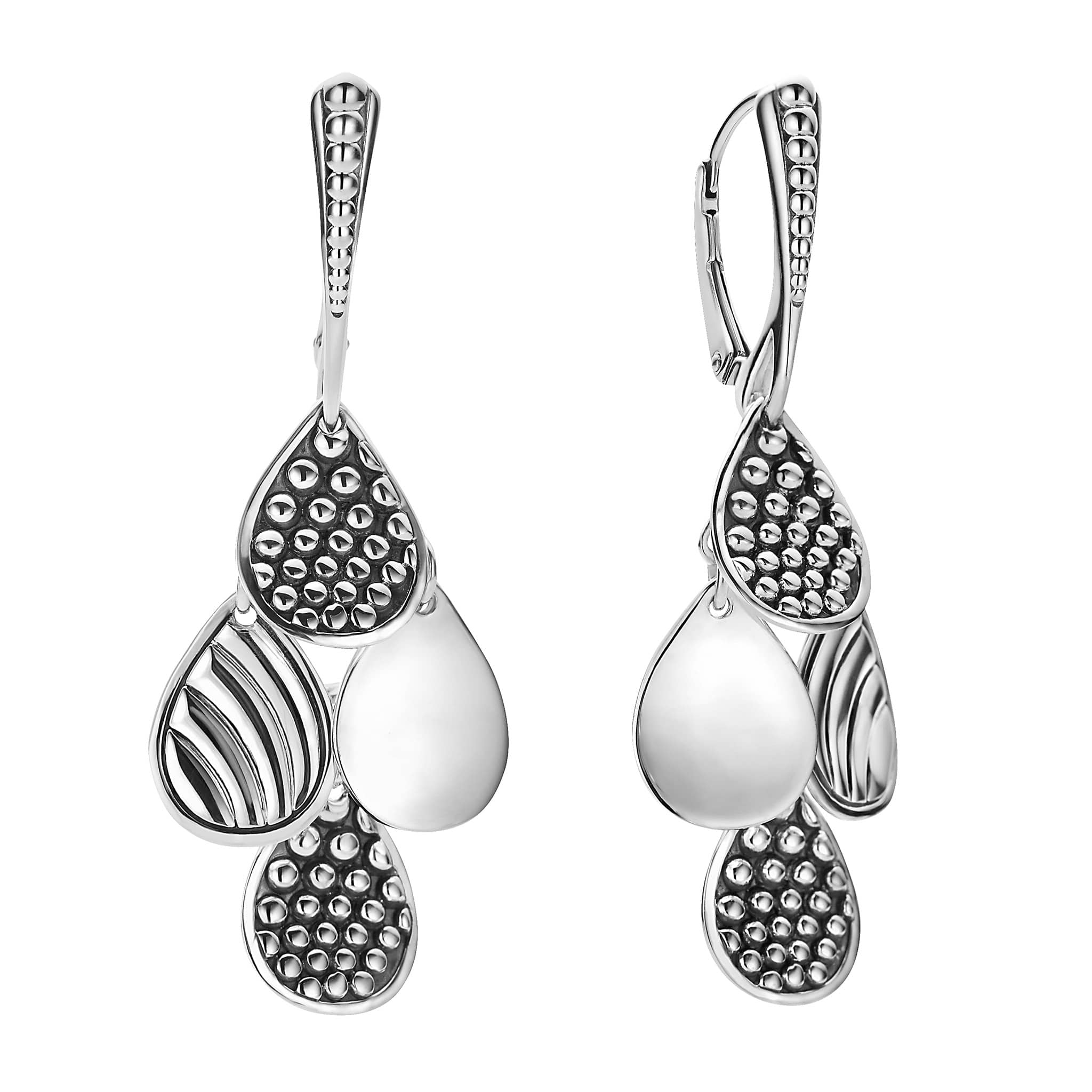 Lagos Sterling Silver Signature Caviar Four Drop Earrings