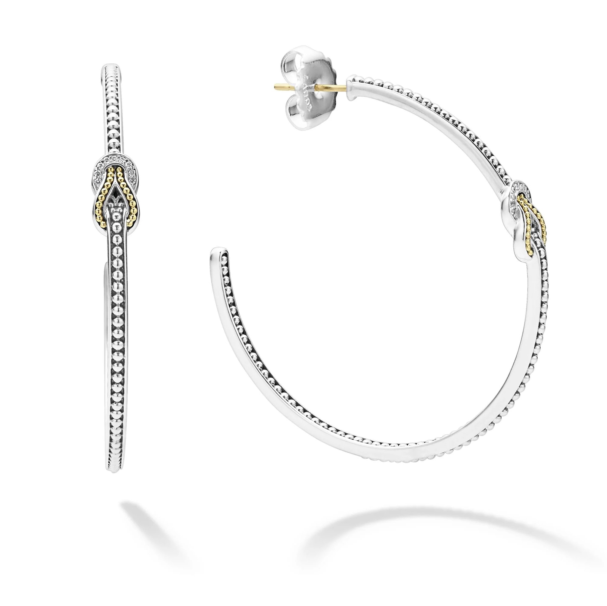 Lagos Sterling Silver & 18K Yellow Gold Newport Knot 50mm Hoop Earrings