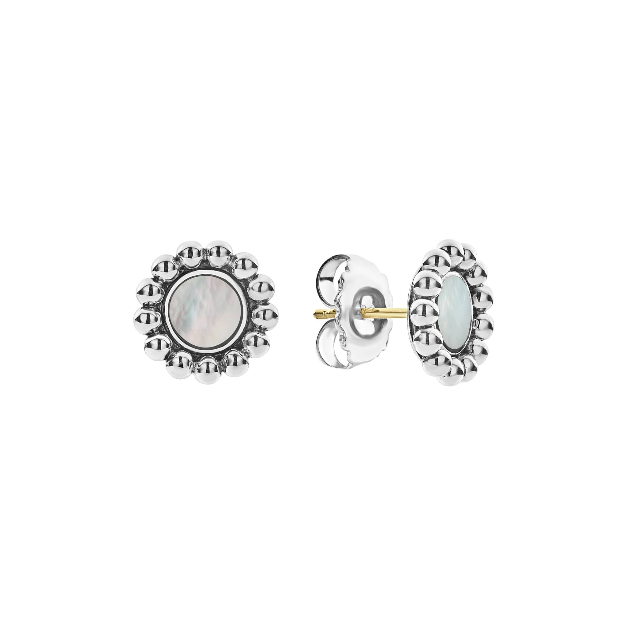 Lagos Sterling Silver Maya White Mother of Pearl 2mm Circle Stud Earrings