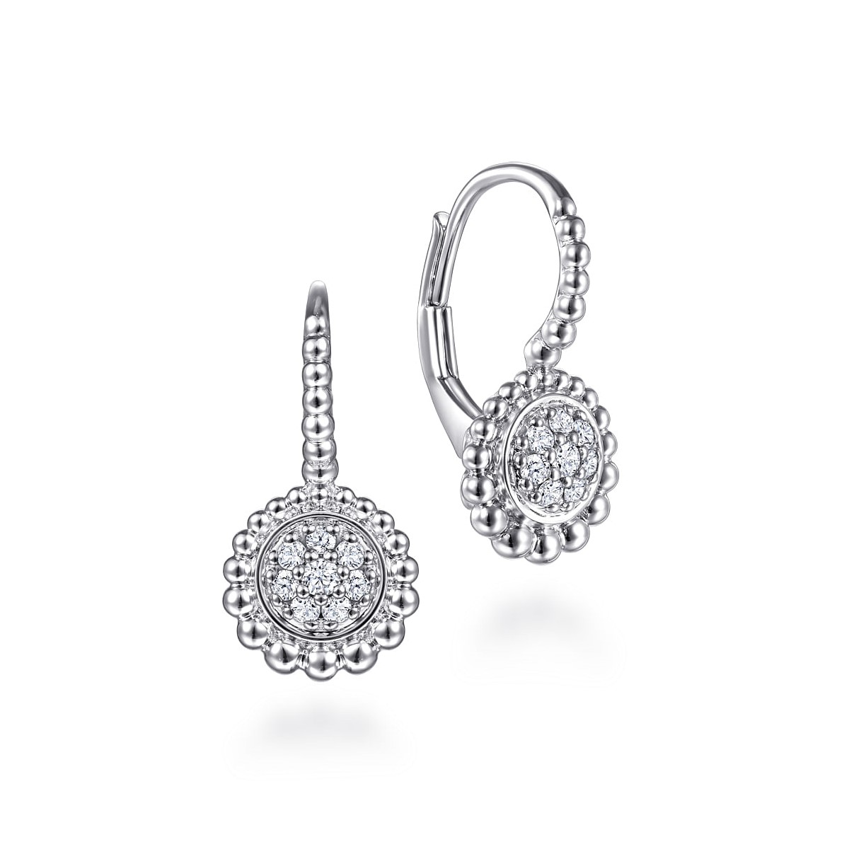 Gabriel & Co. Sterling Silver White Sapphire Pave Leverback Earrings