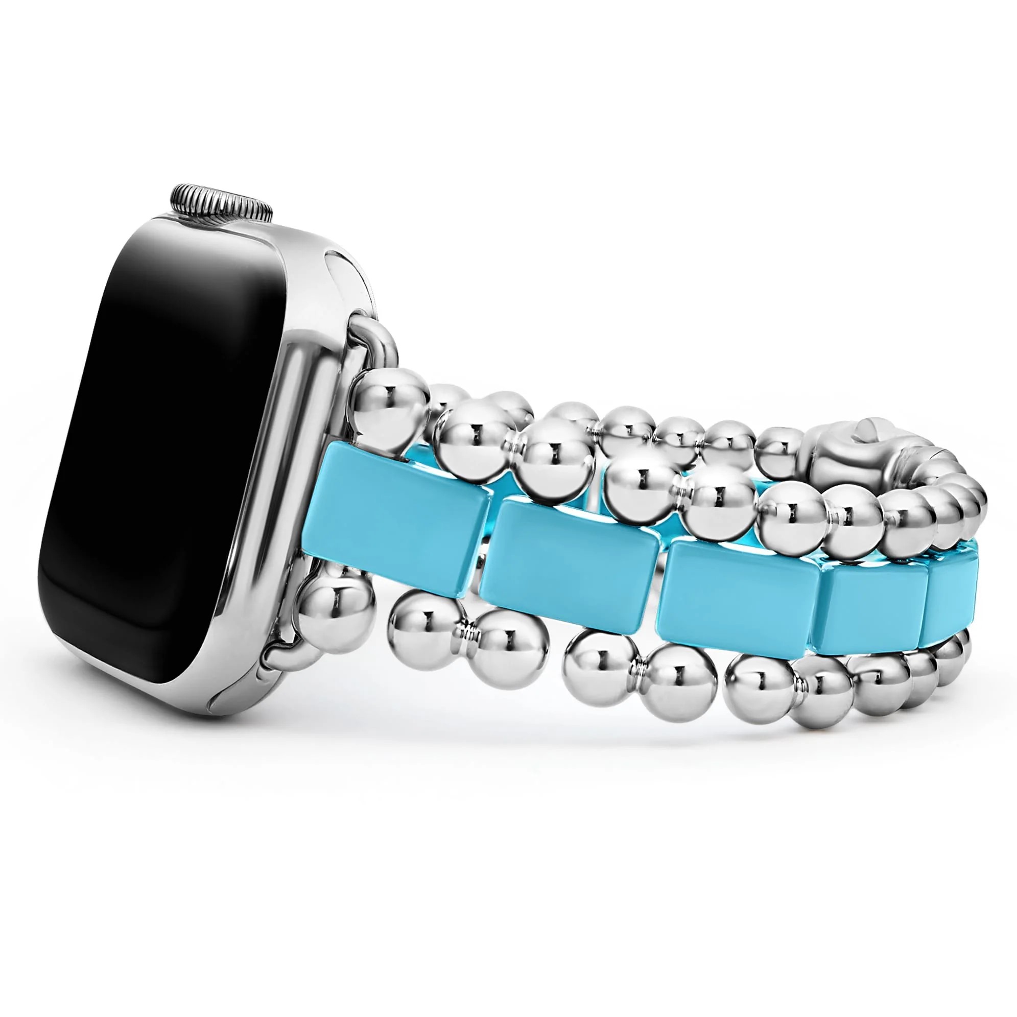 Lagos Stainless Steel Smart Caviar Blue Ceramic and Stainless Steel 38-44mm Watch Bracelet