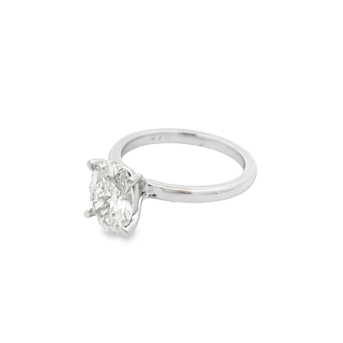 14K White Gold Solitaire Engagement Ring with 1 Lab Grown Oval Cut Diamond 2.06 Cts G VS2 IGI LG542237390
