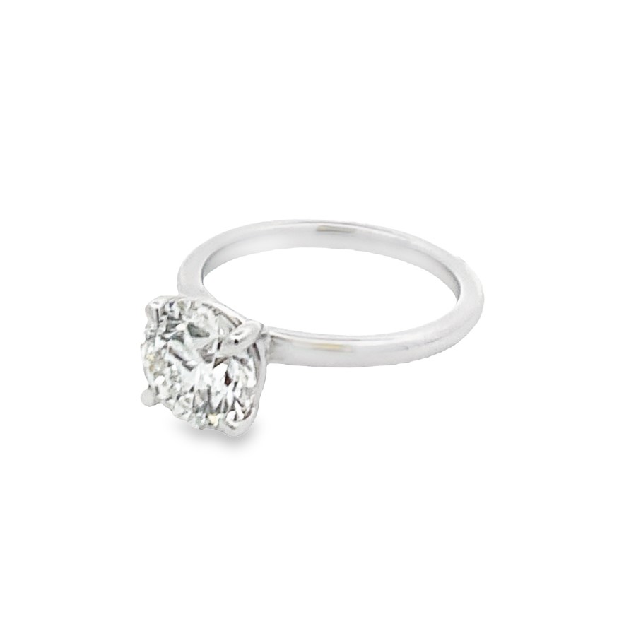 14K White Gold Solitaire Engagement Ring with 1 Lab Grown Round Diamond 2.55 TCW F VS IGI LG563228581