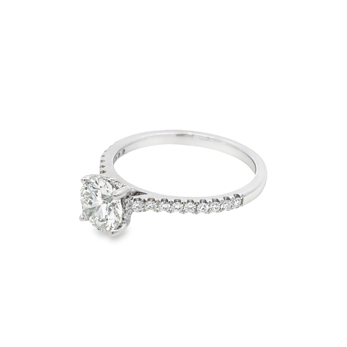 14K White Gold Lab Grown Diamond Engagement Ring with 1 Lab Grown Round Brilliant Cut Diamond