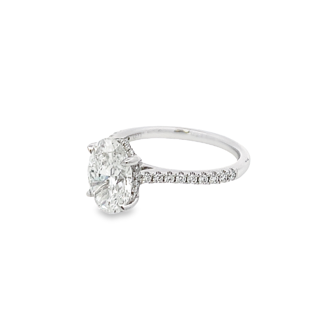 14K White Gold Lab Grown Diamond Engagement Ring wiith 1 Oval Cut Lab Grown Diamond