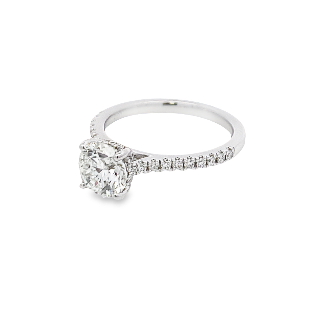 14K White Gold Lab Grown Diamond Engagement Ring wiith 1 Round Brilliant Cut Lab Grown Diamond