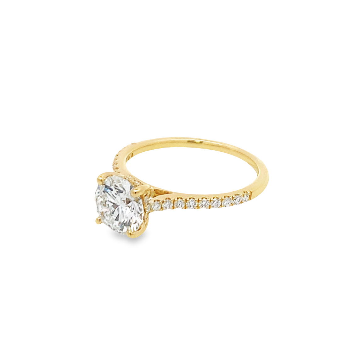 14K Yellow Gold Lab Grown Diamond Engagement Ring wiith 1 Round Brilliant Cut Lab Grown Diamond