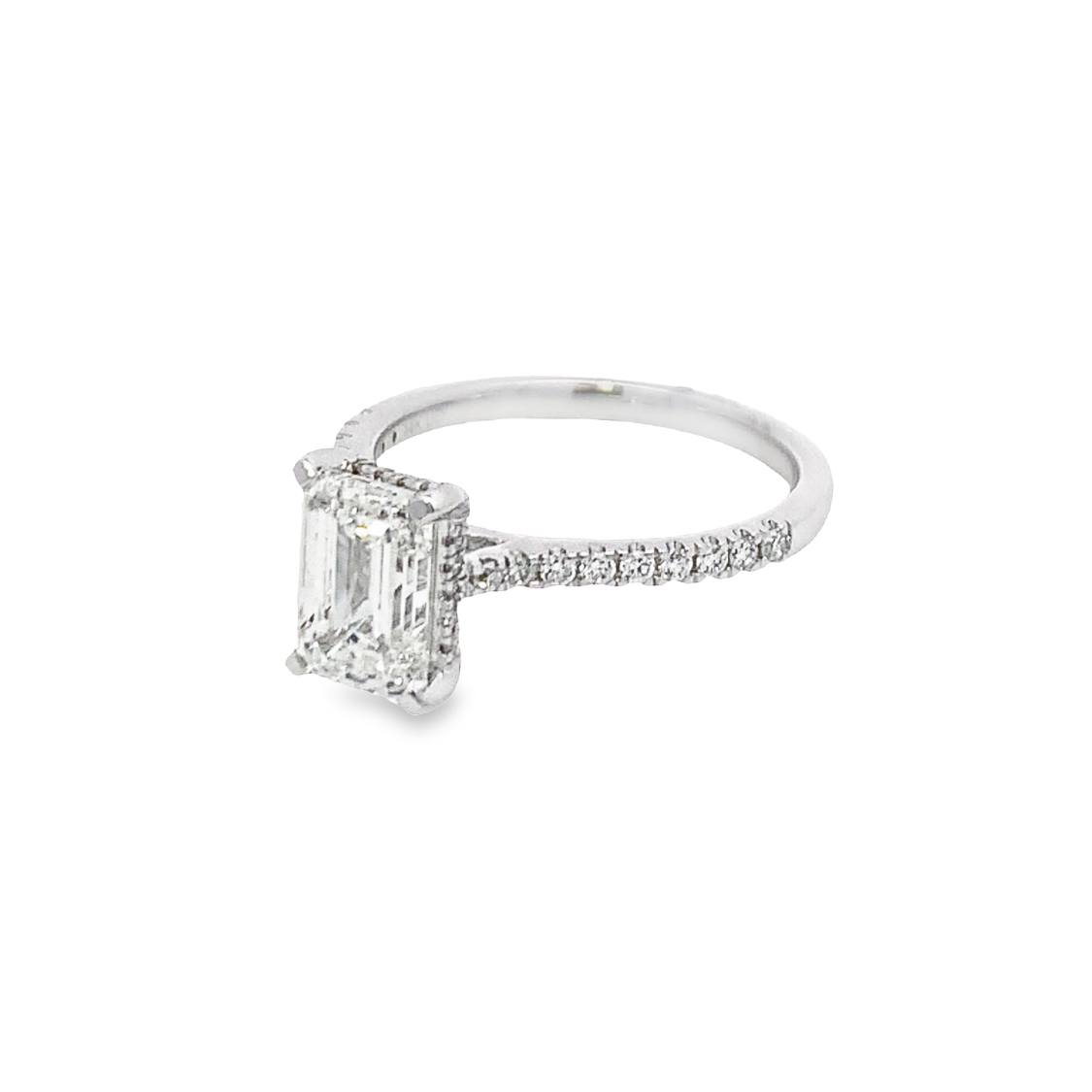 14K White Gold Lab Grown Diamond Engagement Ring with 1 Emerald Cut Lab Grown Diamond