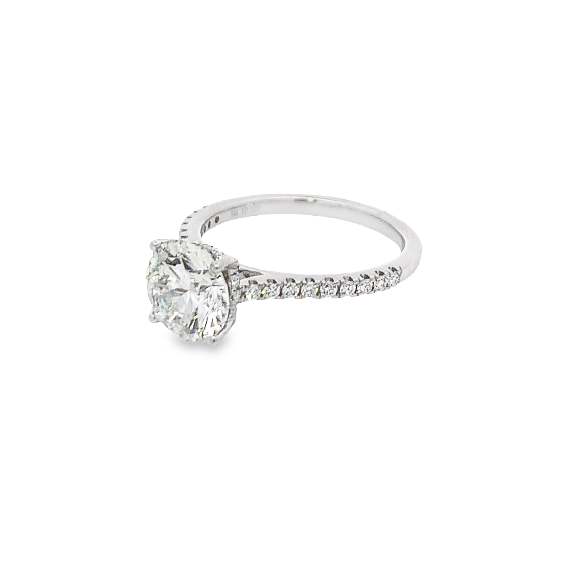 14K White Gold Lab Grown Diamond Engagement Ring with 1 Round Brilliant Cut Lab Grown Diamond