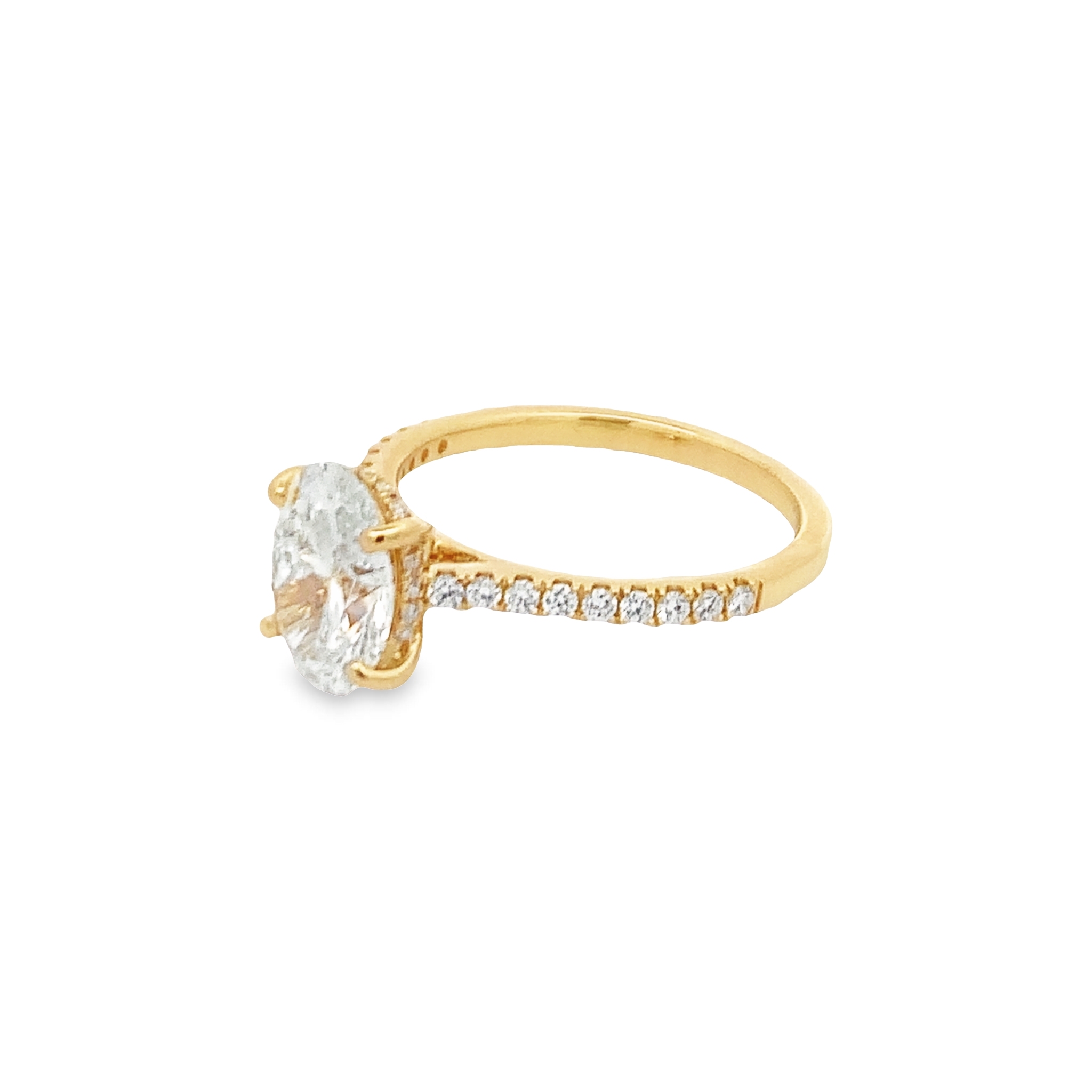 14K Yellow Gold Lab Grown Diamond Engagement Ring with 1 Lab Grown Oval Cut Diamond 2.03 CTW E VS1
