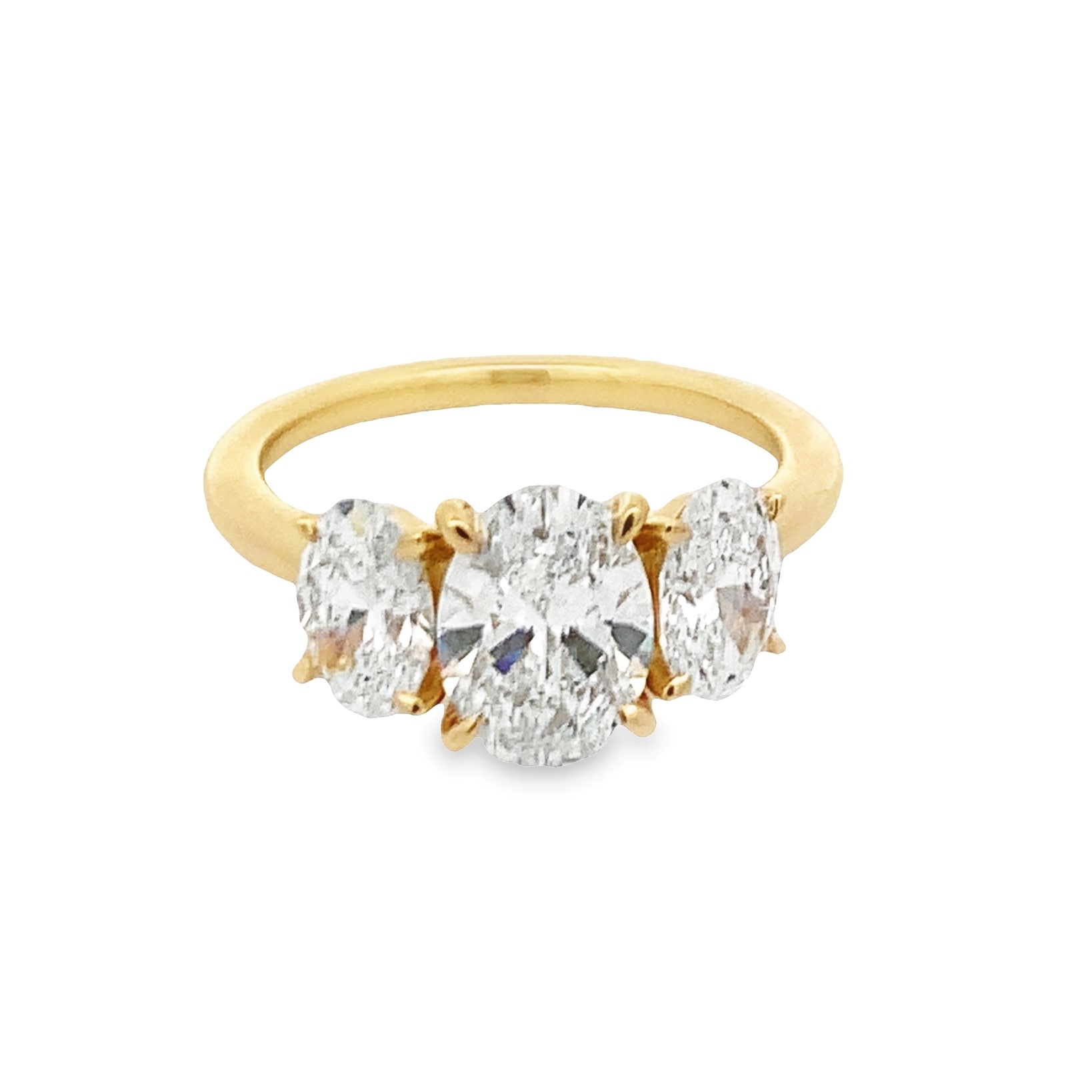 14K Yellow Gold Lab Grown Diamond Three-Stone Style Engagement Ring
