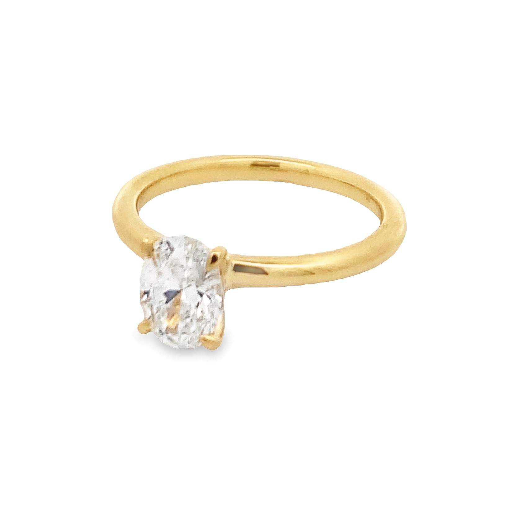 14K Yellow Gold Lab Grown Diamond Solitaire Engagement Ring with 1 Lab Grown Oval Cut Diamond 1.09ct E VS1