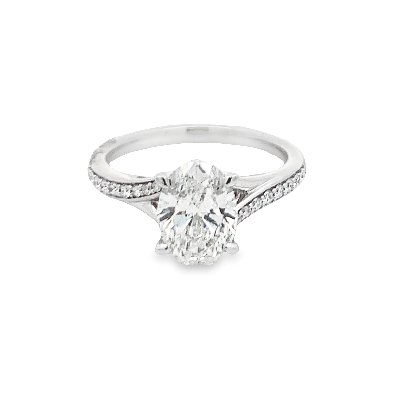 14K White Gold Lab Grown Diamond Engagement Ring with 1 Lab Grown Oval Cut Diamond 2.00ct E VS2