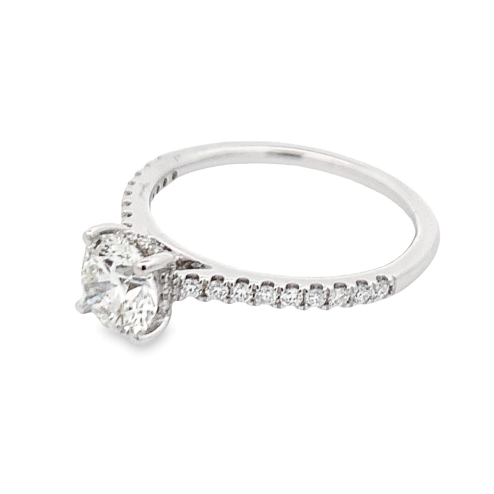 14K White Gold Lab Grown Diamond Engagement Ring with 1 Lab Grown Round Brilliant Cut Diamond 1.03ct G VS2
