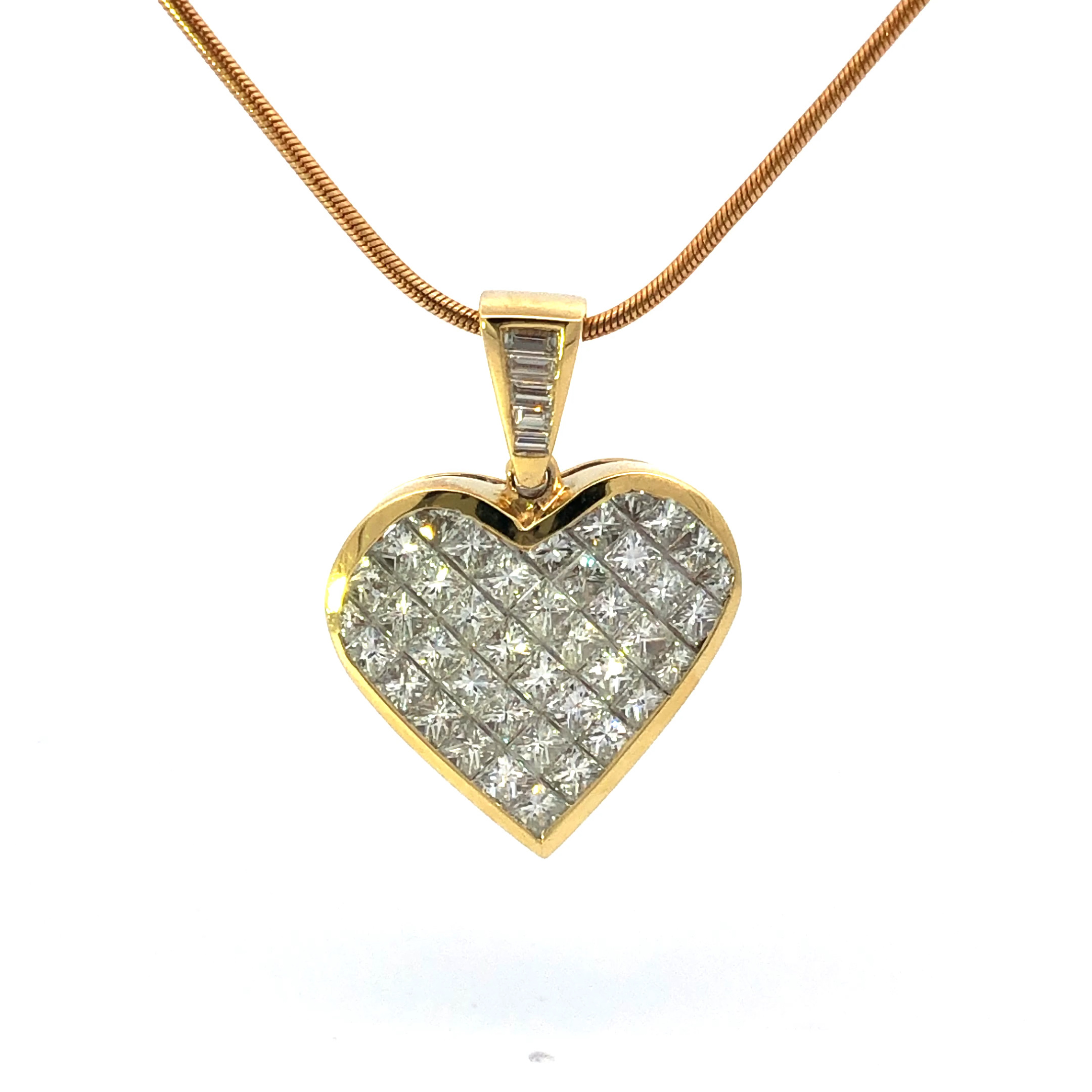 Estate 18K Yellow Gold Italian Heart-Shaped Pendant Necklace