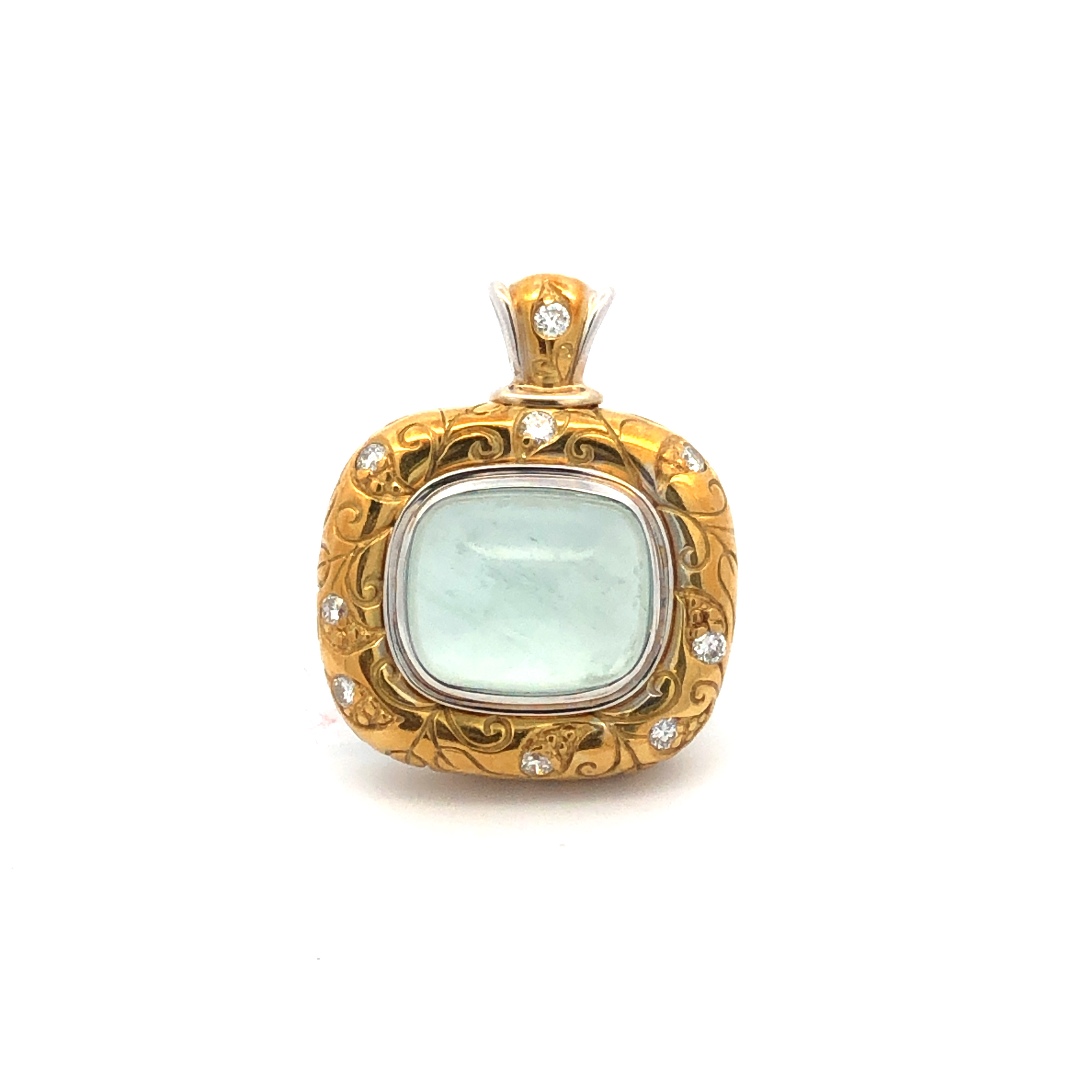 Estate Seidengang 18K White & Yellow Chalcedony Pendant