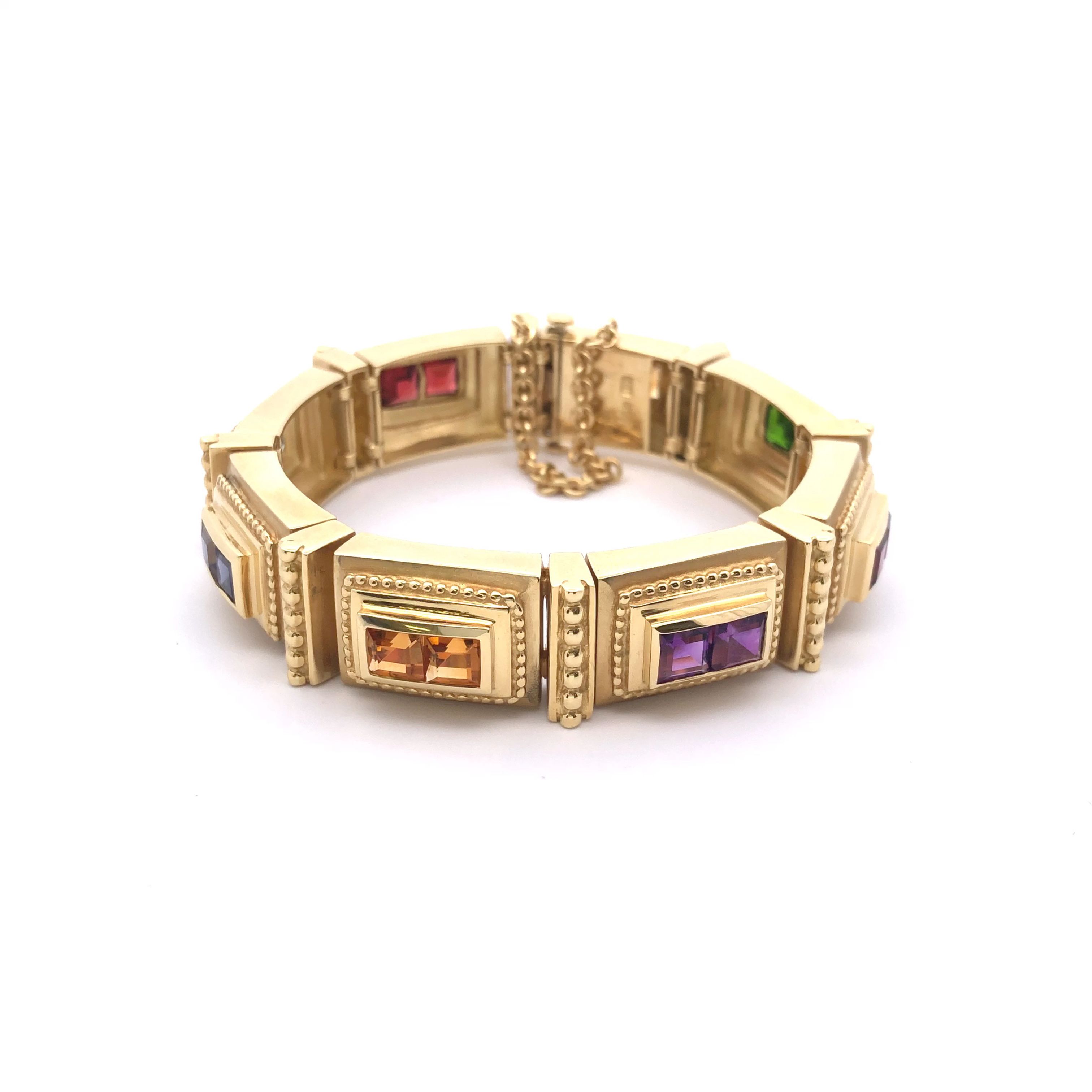 Estate Seidengang 18k Yellow Gold Gemstone Bracelet