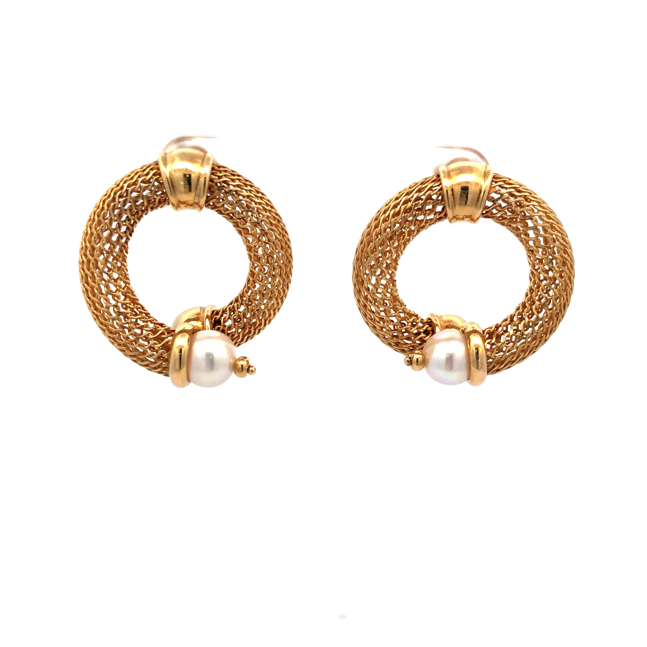 Estate 14K Yellow Gold Pearl Earrings 002 825 2000029